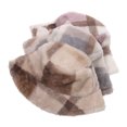 thumbnail image 3 of Diufon Women's Winter Warm Bucket Hat Plush Thickened Warm Plaid Hats Fleece Lined Outdoor Windproof Cap, 3 of 5