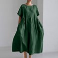 thumbnail image 1 of Liquidation d'Été 2025! Robe Grande Taille pour Femmes, Liquidation de Robe d'Été pour Femmes, Mode Femmes Été Décontractée Col Rond Manches Courtes Robe Unie, 1 of 4