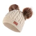 thumbnail image 1 of Sonducket Bufanda Conjunto de gorro y guantes para niños Gorro de punto Gorro Delicados productos para niños Estirable Clima frío Cómodo Bufanda rosa Sombreros bola de pompón marrón beige, 1 of 6