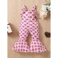 thumbnail image 2 of Bagilaanoe Toddler Baby Girl Valentine's Day Jumpsuit Sleeveless Heart Print Romper Overalls 6M 12M 18M 24M 3T 4T Kids Long Flared Pants Casual Outfits, 2 of 8