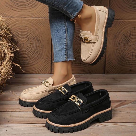 THDHVS Womens Casual Shoes,Comfortable Dress Shoes for Women,Fashion and Casual Soft Sole Low Heel Versatile Breathable Solid Color Metal Chain One Foot Kick Shallow Mouth Lazy Shoe Beige