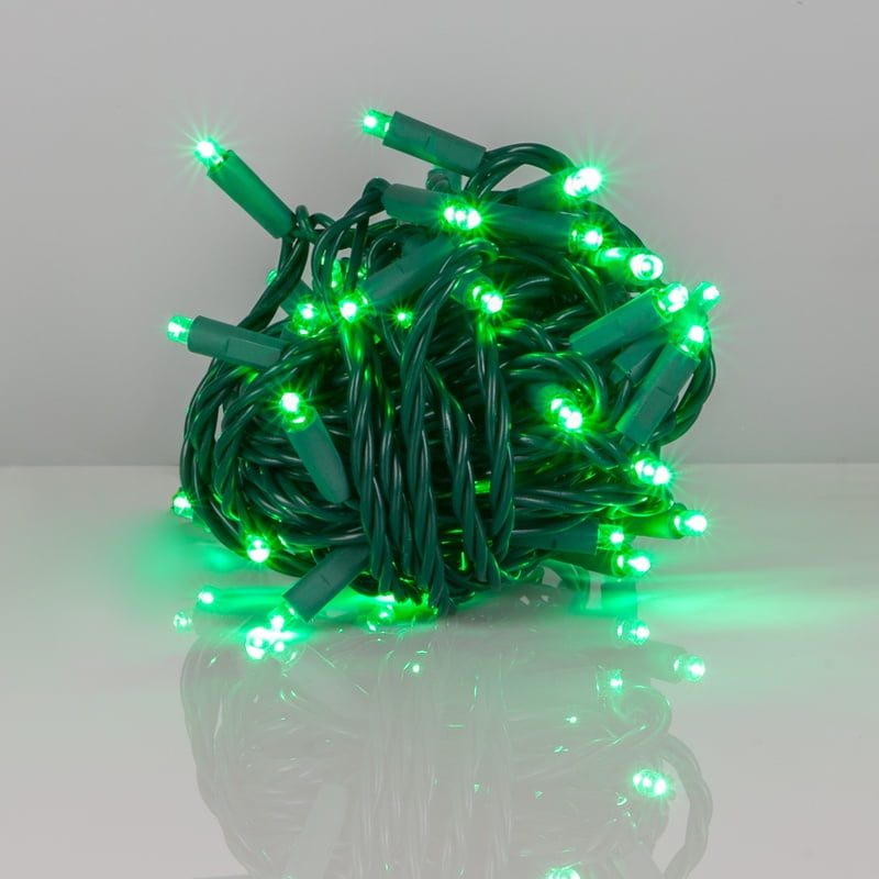 Kringle Traditions 5mm LED Green Christmas Lights, Commercial Balled Sets; 50 Lights, Green Wire