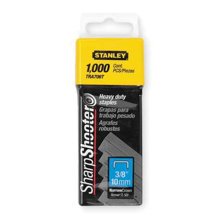 STANLEY Narrow Staples,HD,27/64x3/8,PK1000 TRA706T
