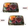 thumbnail image 3 of Naloa Stained Glass Floral Cake Leather Makeup Bag for Purse Travel, Portable Small Cosmetic Organizer for Women and Girls, Make up Bag with Zipper, 3 of 8