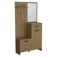 thumbnail image 2 of 75.20 in Tall Engineered Wood Hall Tree with Mirror 3 Shelves 2 Cabinets 1 Drawer 3 Hangers for Entryway and Living Room Enhances Space Aesthetics, 2 of 4