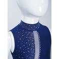 thumbnail image 5 of TSSOE Kids Girls Rhinestone Mesh Full Body Ballet Dance Unitard Figure Skating Rhythmic Gymnastics Leotard Jumpsuit Navy Blue 16, 5 of 7