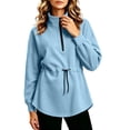 thumbnail image 2 of Bzdzmqm Women Fall Winter Fleece Sweatshirts Long Sleeve Zipper Drawstring Pullover Tops Cozy Warm Basic Solid Cardigan Casual Outfits for Work Travel Daily Wear, Blue XL, 2 of 7