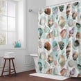 thumbnail image 3 of Summer Watercolor Bathroom Shower Curtain, Blue Ocean Seashell Waterproof Washable Soft Bath Curtain for Bathtub Decor with 12 Hooks&Grommet, 60x72 Inch, 3 of 9