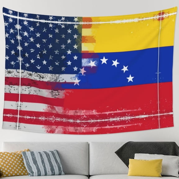 America Venezuelan Flag Watercolor Tapestry Bedroom Living Room Tapestry Room Decorative Aesthetic Tapestries (90 In * 60 In)
