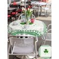 thumbnail image 4 of Outdoor Tablecloth with Umbrella Hole and Zipper, St. Patrick's Day Round Table Cloth 54 Inch Waterproof Tablecloth, Spring Green Shamrock Black White Plaid Picnic Table Cover for Patio Camping, 4 of 7