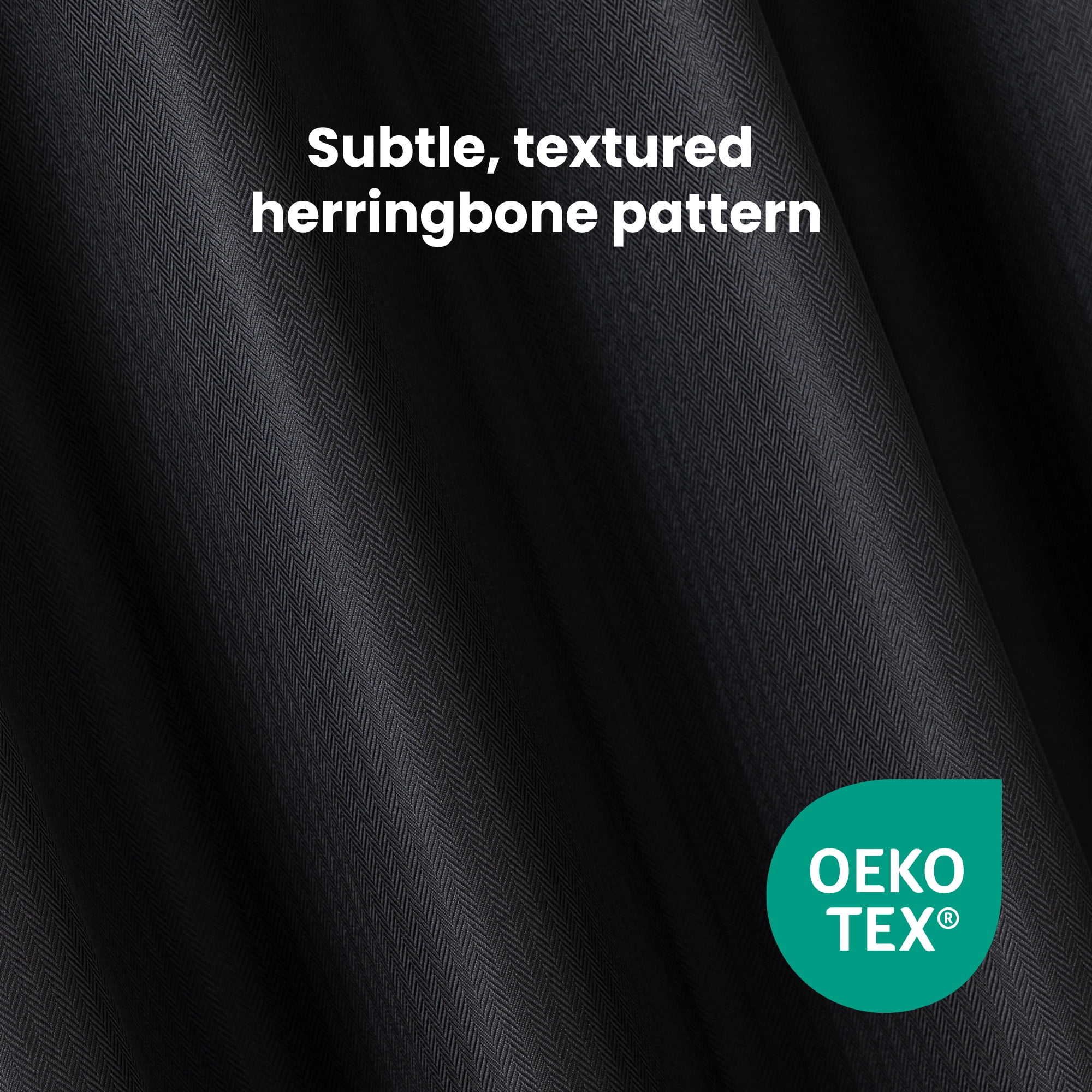 Sleep Zone Solid Herringbone Blackout Curtains Pack of 2, Drapes for Living Room, 52" x 84" Black