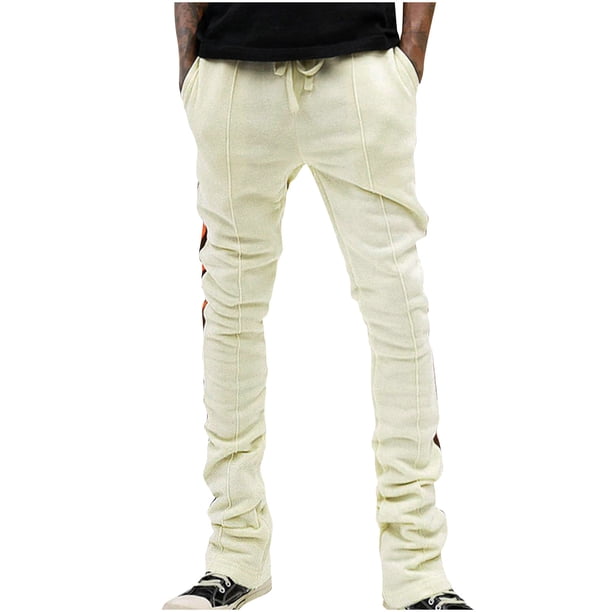 Pantalones largos para hombre, de color liso, con bolsillo y cordón, informales, juveniles, versátiles, deportivos, de gran tamaño.