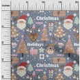 thumbnail image 1 of oneOone Cotton Poplin Twill Grayish Blue Fabric Santa|Gift Box & Tree Christmas Dress Material Fabric Print Fabric By The Yard 56 Inch Wide, 1 of 4
