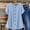 A972 Blue, variant on Button Down Shirt for Women Round Neck Short Sleeve Front Buttons Pleated Loose Fit Relaxed Casual Office Workwear Lightweight Tunic Top