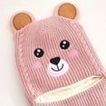 thumbnail image 6 of Kids Winter Hat, Cute Bear Ears One-piece No Brim Bonnet, Knitted Windproof Headwear Neck Warmer - Beanie Hat for Baby Boys Girls, 6 of 8