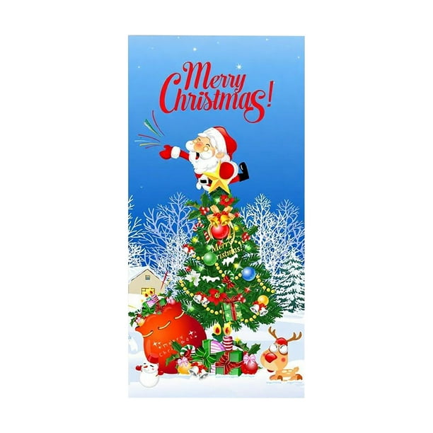 Decoraciones de Navidad Al Aire Libre Cortinas de Puerta de Navidad Banderas Foto Al Aire Libre Papá Noel Y Cachorro Decoración de Fondo Tela Colgante Decoraciones de Navidad Interior