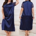 thumbnail image 2 of Silk Satin Nightgown for Women V-Neck Lace Loungewear Short Sleeve Sleepwear Full Length Nightgown Long Pajamas Dress, 2 of 6