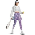 thumbnail image 5 of COEQINE Women Tennis Leggings with Skirts Elastic High Waist Fashion Yoga Skirted Legging Purple Beauty Fish Scale and Pearl Print Soft Golf Athletic Skirt, S, 5 of 7