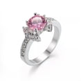 thumbnail image 2 of K-KED Elegant 925 Silver Filled Ring Women Cubic Zircon Delicate Jewelry Wedding Gift Sz 6-10-10-Pink, 2 of 8