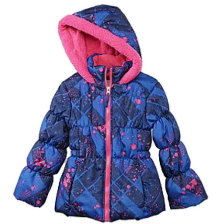Canyon River Blues Girls Blue Pink Splatter Print Bubble Style Coat Ski Jacket