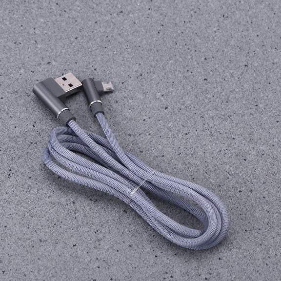 COMPUKAS Grey 90 Degree Data Cable for Phones with Thickened Copper Wire and Nylon Braided Cord