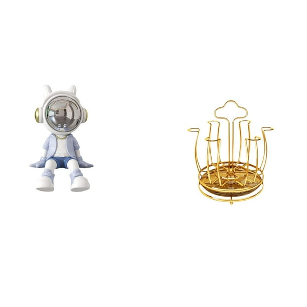 Figura de escritorio,Estante con estatua de astronauta para decoración de oficina y hogar,Figura decorativa de escritorio de resina para decoración del hogar,Porta tazas,Portavasos de café