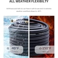 thumbnail image 5 of Heavy Duty Premium Garden Hose 50ft x 3/4", 300PSI Working, 1000PSI Burst, Hybrid Rubber Water Hose with Swivel Handle - Hot/Cold Water - Five Layered Braiding with Brass fittings (Black), 5 of 7