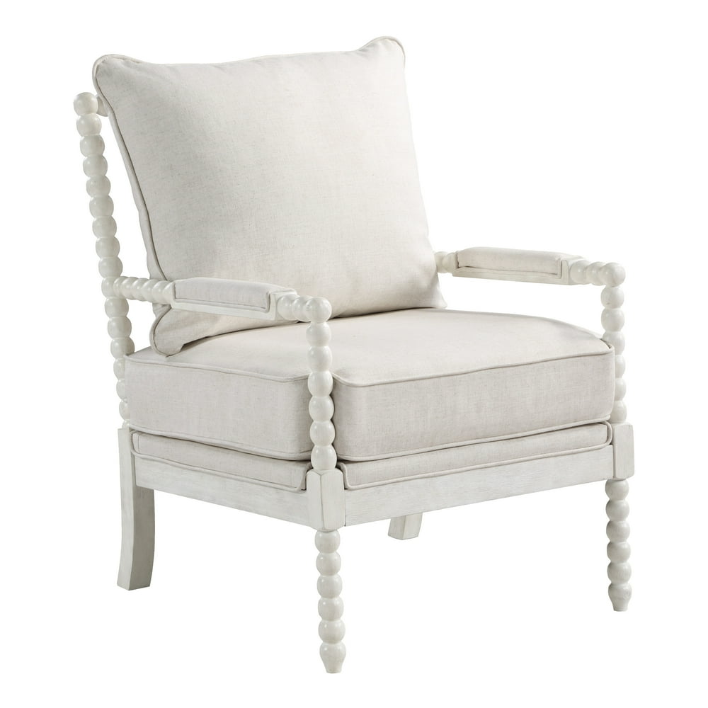 OSP Home Furnishings Kaylee Spindle Chair in Linen Fabric with White