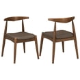 thumbnail image 3 of Christopher Knight Home Mid-Century Modern Faux Leather Dining Chairs Set of 2, Walnut+Brown, 3 of 8