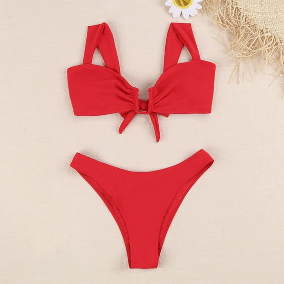 Wycnly Womens Swimsuits Bathing Suit for Women Bathing Suit Bikini Set Summer Girls Beach Solid High Waist Swimsuits Women's Swimsuits