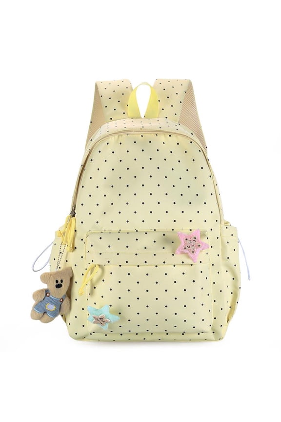 Large Capacity School Backpack for Women, Aesthetic Polka Dot Laptop Bag for College Travel Work Daypack (Yellow)