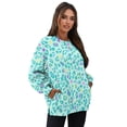 thumbnail image 7 of SCRAWLGOD Blue Leopard Print Womens Oversized Sweatshirts Crewneck Long Sleeve Tops Polyester Cozy Pullover Fall Fashion Clothes with Pockets, XXL, 7 of 7