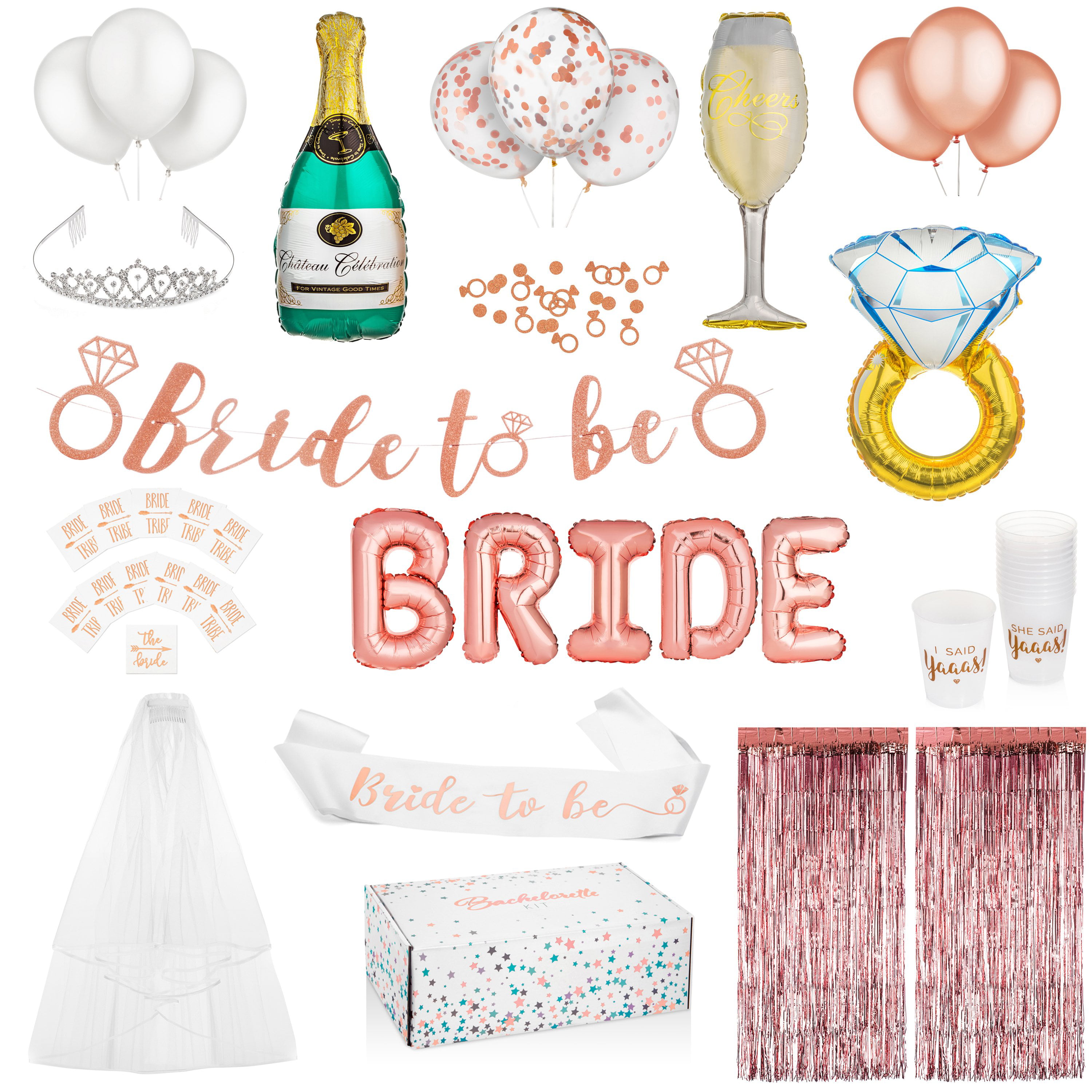 Bachelorette Party Decorations Kit Bridal Shower Supplies with Cheers Gift Box 