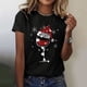 thumbnail image 2 of Camisetas con estampado navideño para mujer, camisetas con estampado divertido de copa de vino y sombrero rojo, Tops de manga corta con cuello redondo, ropa de verano, 2024, 2 of 5