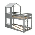 thumbnail image 6 of Harper & Bright Designs House Bunk Bed Twin over Twin, Wood Low Bunk Beds with Ladder, House Bed with Roof for Girls Boys, Grey, 6 of 16