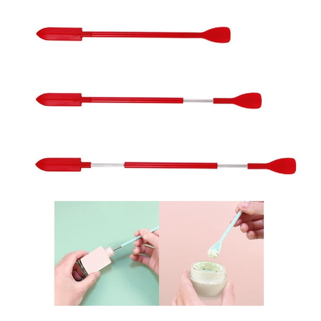 3x Mini s de maquillaje multipropósito con mango retráctil Herramienta de mezcla de belleza s pequeñas de cocina para lociones Ketchup Cuchara Roja Salvador Dali mini espátulas de maquillaje