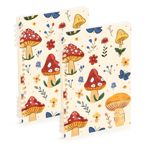 joogoo Spiral Journal Notebook Mushrooms and Flowers College Ruled Notebooks 8.3" x 5.7" 2 PCs