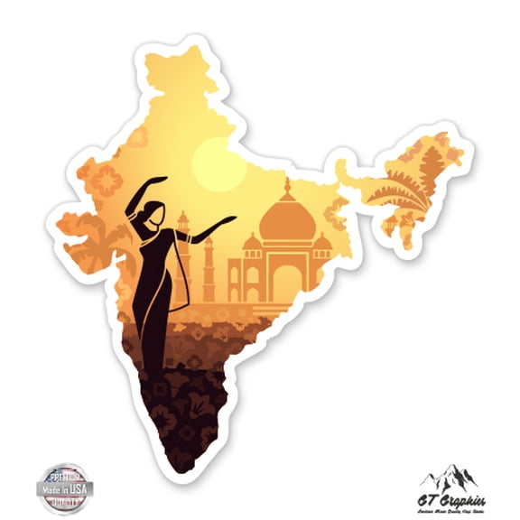 India Travel Country Outline - 5" Vinyl Sticker - For Car Laptop I-Pad - Waterproof Decal