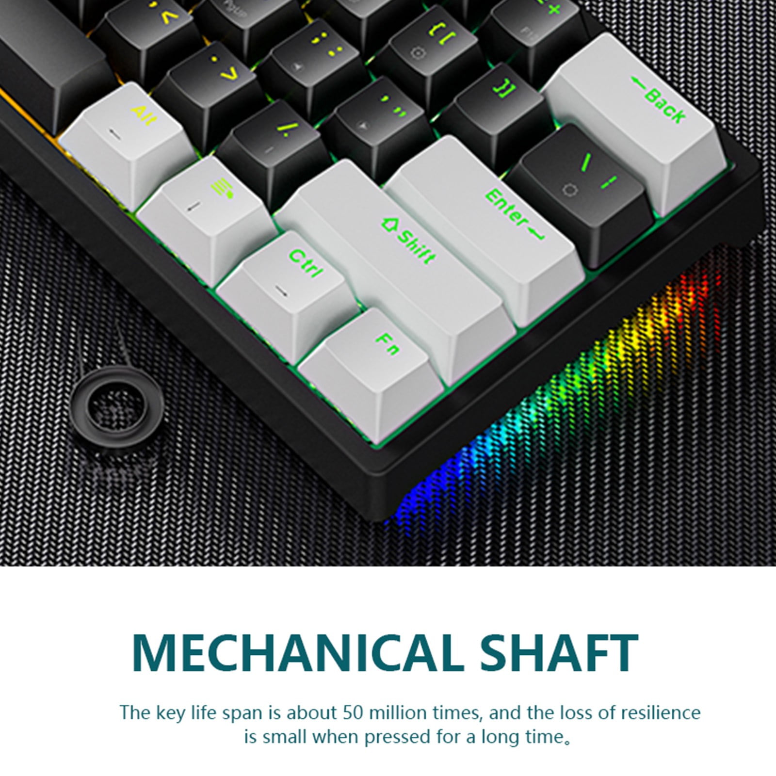 Augper Wired 60% Mechanical Gaming Keyboard RGB Backlit Compact 61 Keys Keyboard With Blue Switches For Windows PC