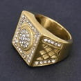 thumbnail image 4 of Hip Hop Men's Iced Out CZ Geometric Square Ring 14K Yellow Gold Cool Party Male Rings Bling Jewlery, 4 of 6