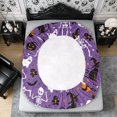 thumbnail image 4 of Erosebridal Gothic Skeleton Ghost Fitted Sheet Queen 3-Piece,Halloween Black Cats Bedding,Purple,1 Fitted Sheet and 2 Pillowcases, 4 of 6