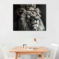 thumbnail image 2 of Nawypu  Lion King with Crown Canvas Wall Art Black and White African Wild Animals Portrait Picture Prints Modern Artwork for Office Bedroom Wall Decor Framed, 2 of 6