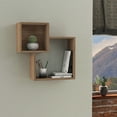 thumbnail image 2 of Ada Home Decor Furniture 22.64" 2 Tier Oak Wilkins Modern Wall Shelf, 2 of 3