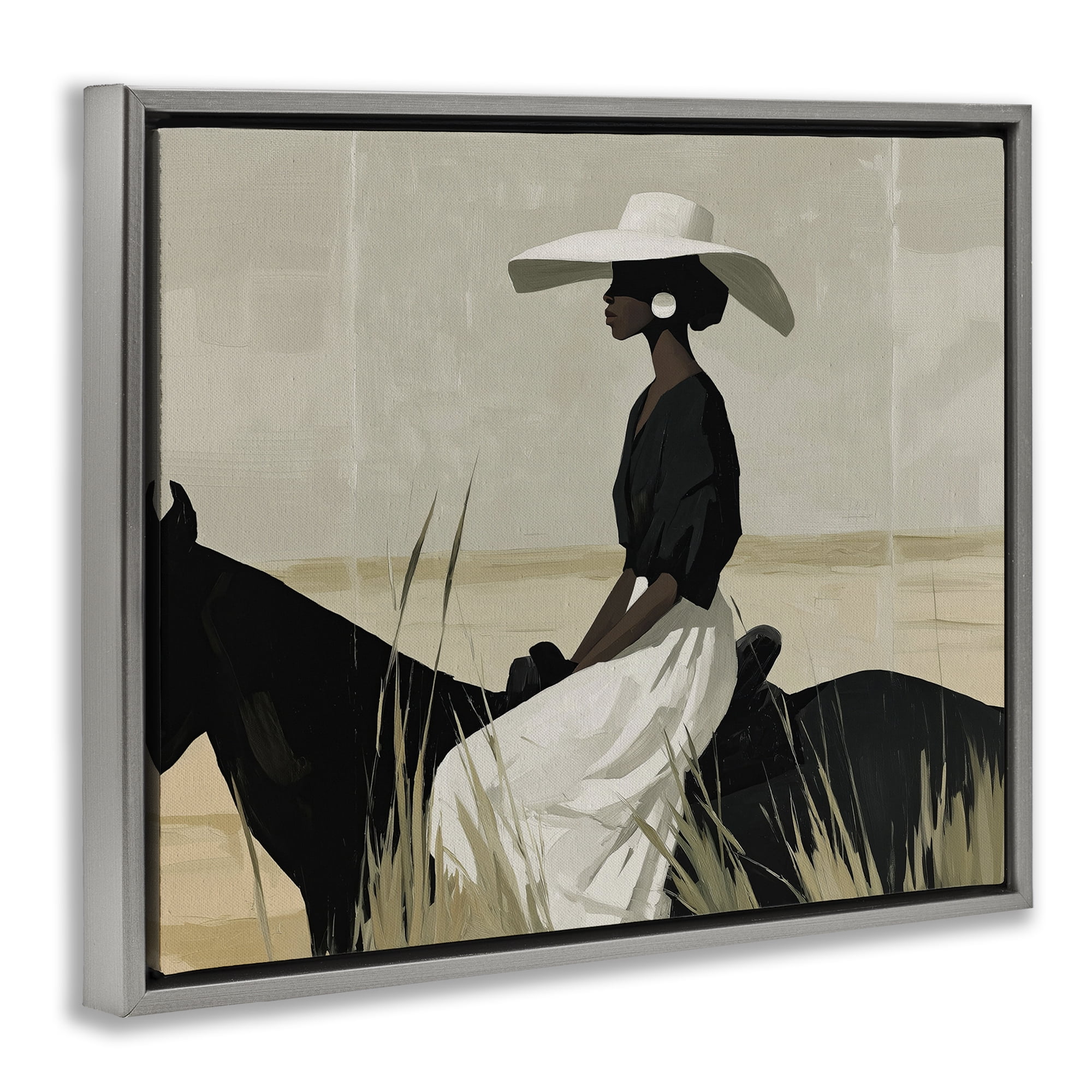 Stupell Industries Equestrian Elegance Silhouette Gray Framed Floater Canvas Wall Art, design by Svetlana Aleynikova