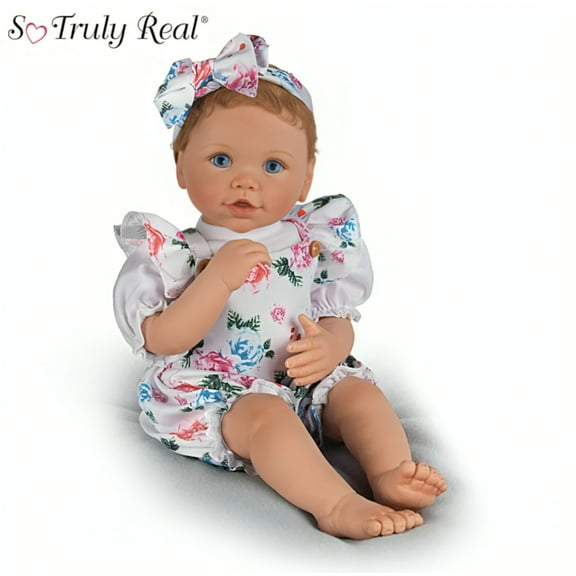The Ashton-Drake Galleries Secret Garden Baby Doll Lifelike Doll with RealTouch® Vinyl, Hand-Rooted Hair & Custom Floral Outfit Poseable & Weighted for Realistic Cuddles by Linda Murray 19-Inches