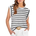 thumbnail image 2 of HAOYUNL Summer Tank Tunic Tops for Women Casual Striped Tshirts Sleeveless Tees Round Neck T, 2 of 8