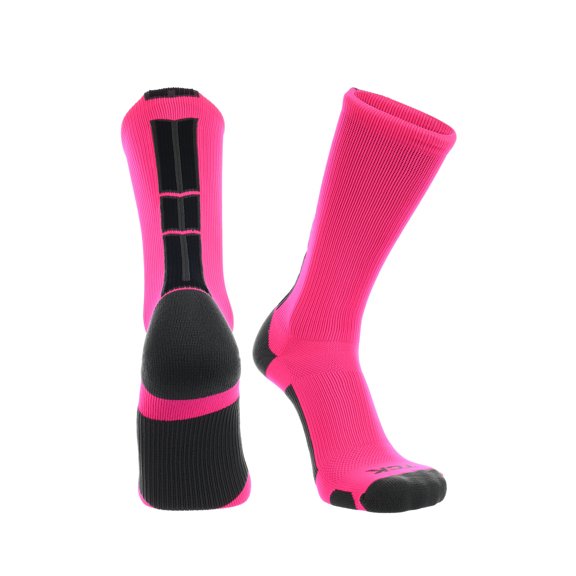 TCK Baseline 3.0 Athletic Crew Socks - Hot Pink Graphite Black