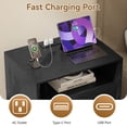 thumbnail image 3 of Black Nightstands with Charging Station, 2 Drawers & Open Shelf, Wide Bedside Tables for Bedroom, End Side Table, 3 of 7
