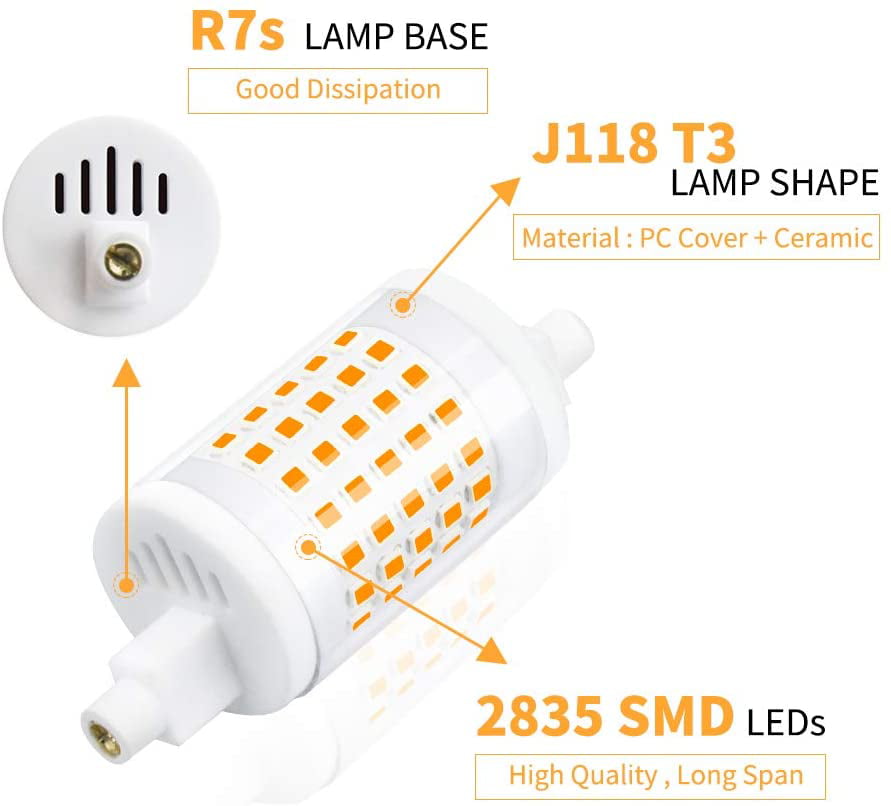 UYBAG 4 Pcs R7S 78mm LED Bulb 10W J78 COB Filament Chip J Type Linear Light Bulb Double Ended Reflector Light Energy Saving R7s Floodlight Quartz Tube Lamps