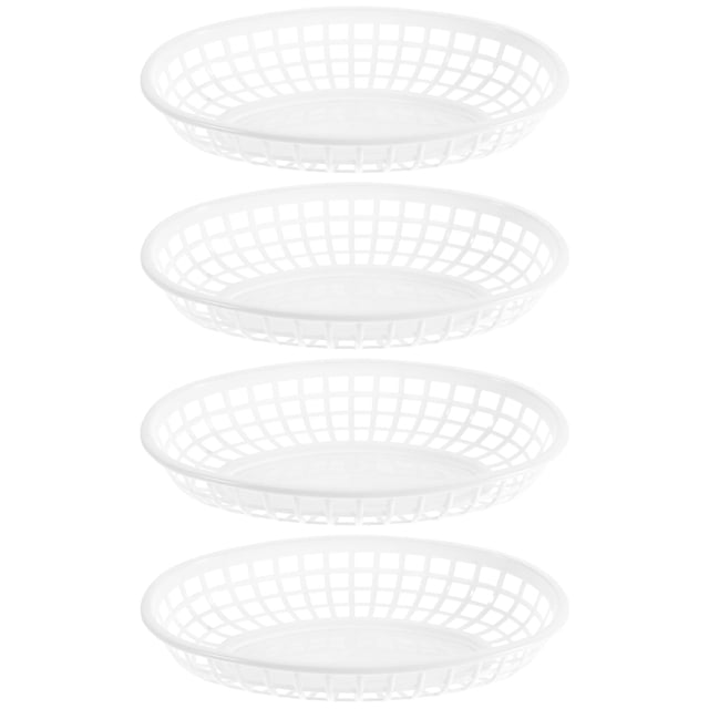 4 bandejas de plástico para refrigerios, cestas de plástico para frutas y verduras.